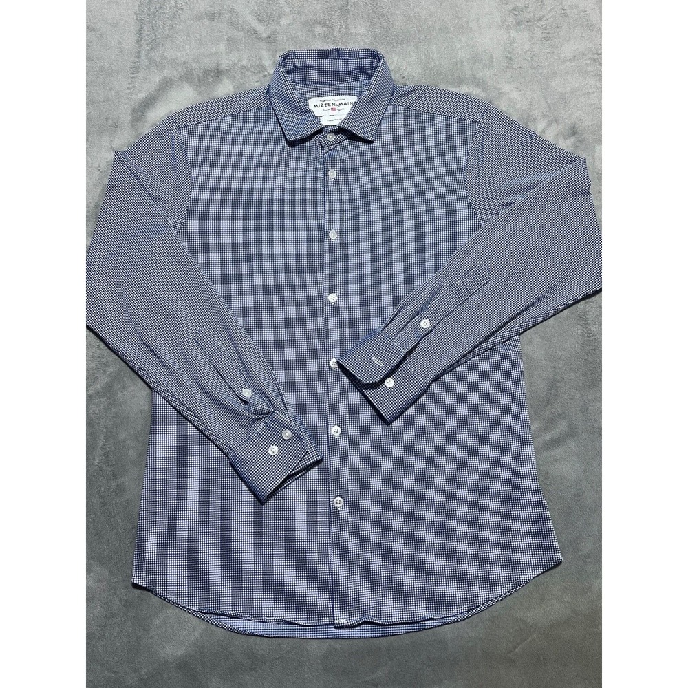 Mizzen Main Shirt Mens Large Blue white SpinMaker Collection Trim Fit Stretch